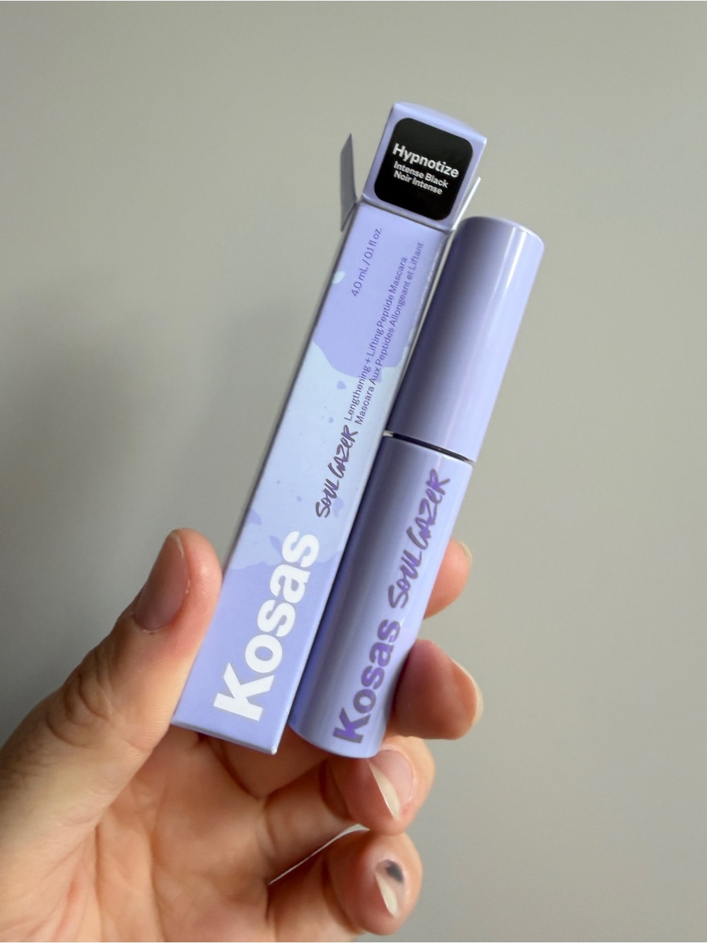 Kosas Soul Gazer lengthening lifting peptide black lash mascara in Noir Intense